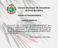 CANCELAMENTO SESSÃO EXTRAORDINÁRIA
