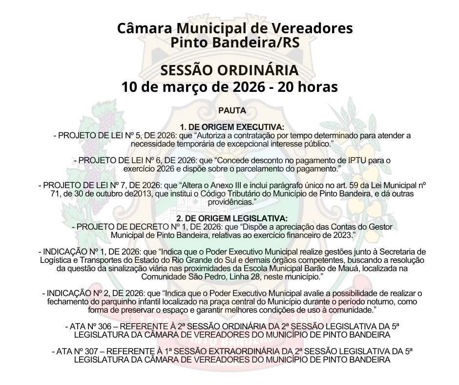 SESSÃO ORDINÁRIA - 10 DE MARÇO DE 2026