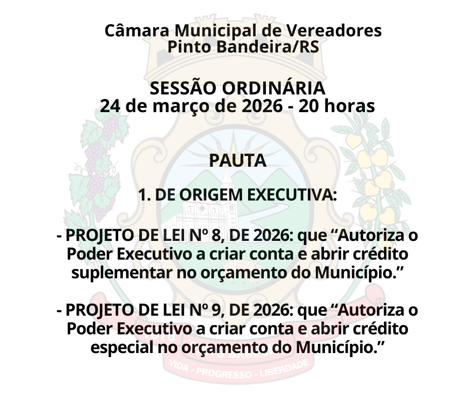 Sessão Ordinária - 24/03/2026 - 20 horas